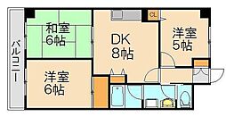 メモリー鳥栖 8階3DKの間取り