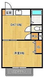 ウインザー今泉 1階1DKの間取り