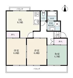 三益コーポ 3階3DKの間取り