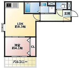 Riva鳥栖本町 1階1LDKの間取り