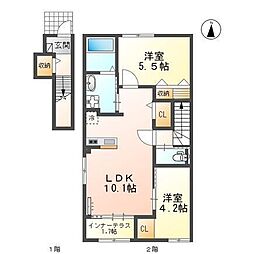 ヨネズホーム 2階2LDKの間取り