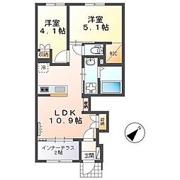 フローラリア原 1階2LDKの間取り