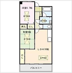 RENACE　MITOU 2階2LDKの間取り