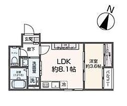 Tidy新鳥栖 1階1LDKの間取り