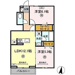 グラン・ルーチェ 1階2LDKの間取り