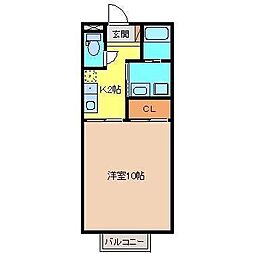 プレザントヒル2 1Kの間取図画像