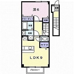 ラフィーネITO六番館 1LDKの間取図画像
