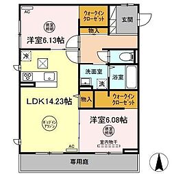 S・レーヴ 2LDKの間取図画像