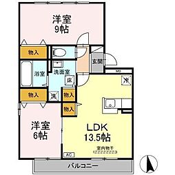 リビングタウン弥生ヶ丘F 2LDKの間取図画像
