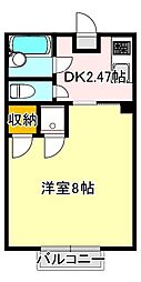 ピュア西新C 1DKの間取図画像