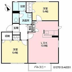 ビューハイムA 2LDKの間取図画像