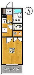 そよ風五番館 1Kの間取図画像