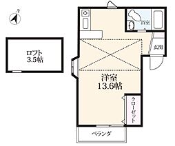 サンハート2 ワンルームの間取図画像