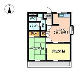 スマイルコーポ 2DKの間取図画像