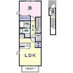 サンフラワーA 1LDKの間取図画像