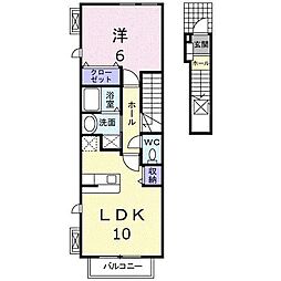 カームミナミ2 1LDKの間取図画像
