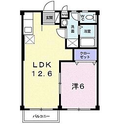 ラフィーネ原田 1LDKの間取図画像