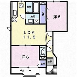 ライラック館 2LDKの間取図画像