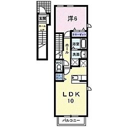 ベルコリーヌB 1LDKの間取図画像