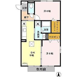 サンライズ2番館 2DKの間取図画像