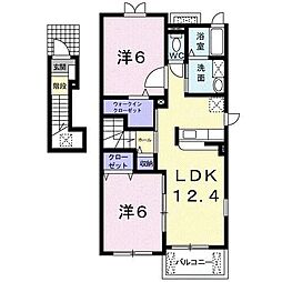 ラフレシール・ベルメゾンB 2LDKの間取図画像