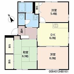 ハイマート曽根崎B 3DKの間取図画像