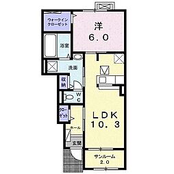 プリムラ 1階1LDKの間取り