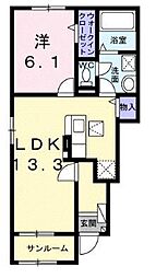 ポタージュ 1階1LDKの間取り