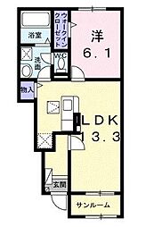 ポタージュ 1階1LDKの間取り