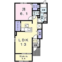 ピュアライヴIX 1階1LDKの間取り