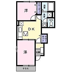ラフィーネB 2DKの間取図画像