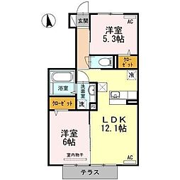 コーポ88弐番館 2LDKの間取図画像