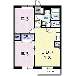 パディービレッジ鶴田A 2LDKの間取図画像