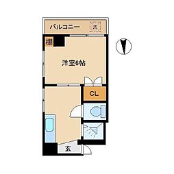 JR総武線 大久保駅 徒歩8分の賃貸マンション 2階ワンルームの間取り
