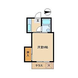 東京メトロ丸ノ内線 中野坂上駅 徒歩7分の賃貸アパート 1階1Kの間取り