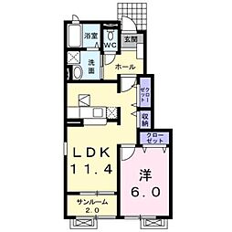 クレスト藤 1LDKの間取図画像
