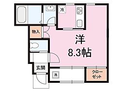 サザンブリーズ2 1Kの間取図画像