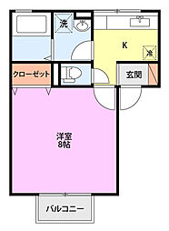 ロイスライブKA 1Kの間取図画像