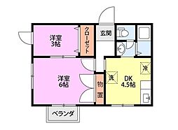アンジュ 2DKの間取図画像