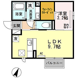 パインハウス4 1LDKの間取図画像