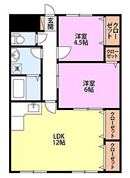 東洋ハイツ 2LDKの間取図画像