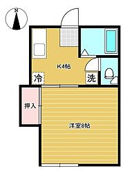 第二小田原コーポ 1Kの間取図画像