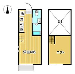 アールアイ旭ヶ丘 2階1Kの間取り