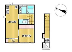 JR仙石線 陸前原ノ町駅 徒歩6分の賃貸アパート 2階1Kの間取り