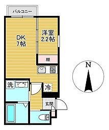 JR仙山線 東照宮駅 徒歩11分の賃貸アパート 1階1DKの間取り