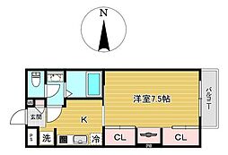 仙台市地下鉄東西線 連坊駅 徒歩12分の賃貸アパート 1階1Kの間取り
