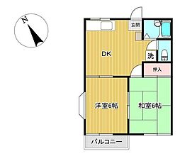 ベルグラン宮城野2 2DKの間取図画像