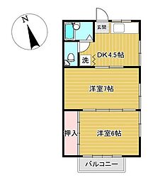 パンシオン和 2DKの間取図画像