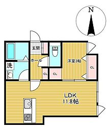 Verdure 1LDKの間取図画像