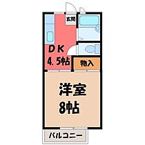 サンライズハウス Ｅ  ｜ 栃木県塩谷郡高根沢町光陽台5丁目（賃貸アパート1DK・1階・27.08㎡） その2